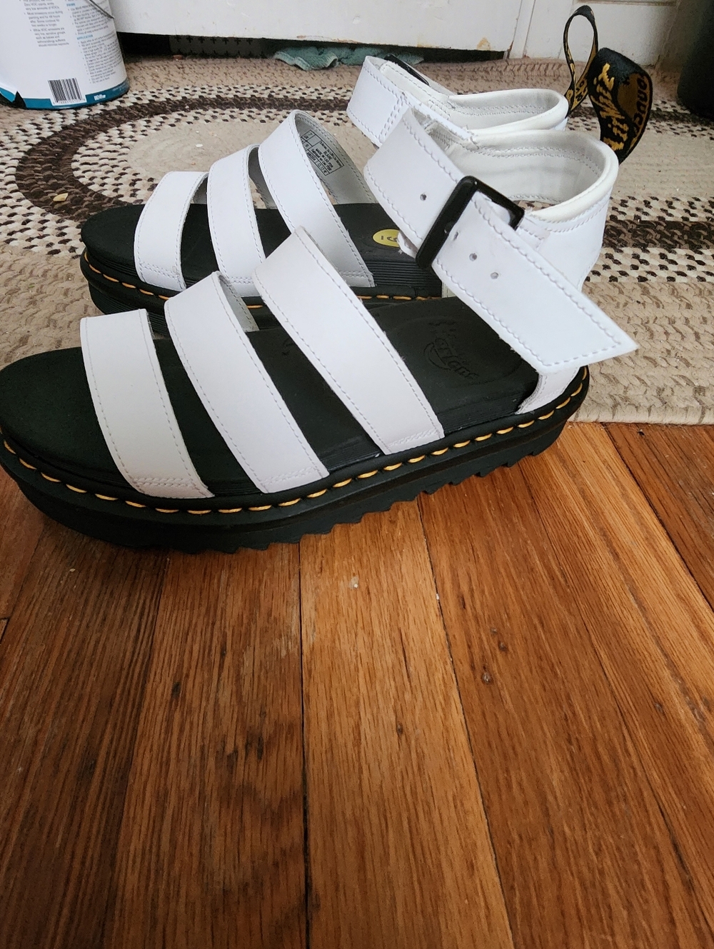 Dr. Martens Blaire White Platform Strappy Sandals